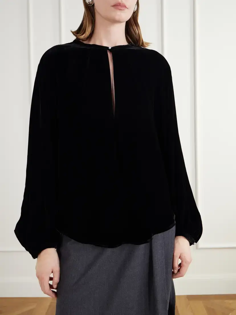 Maria McManus Draped Velvet Blouse | Thumbnail 3