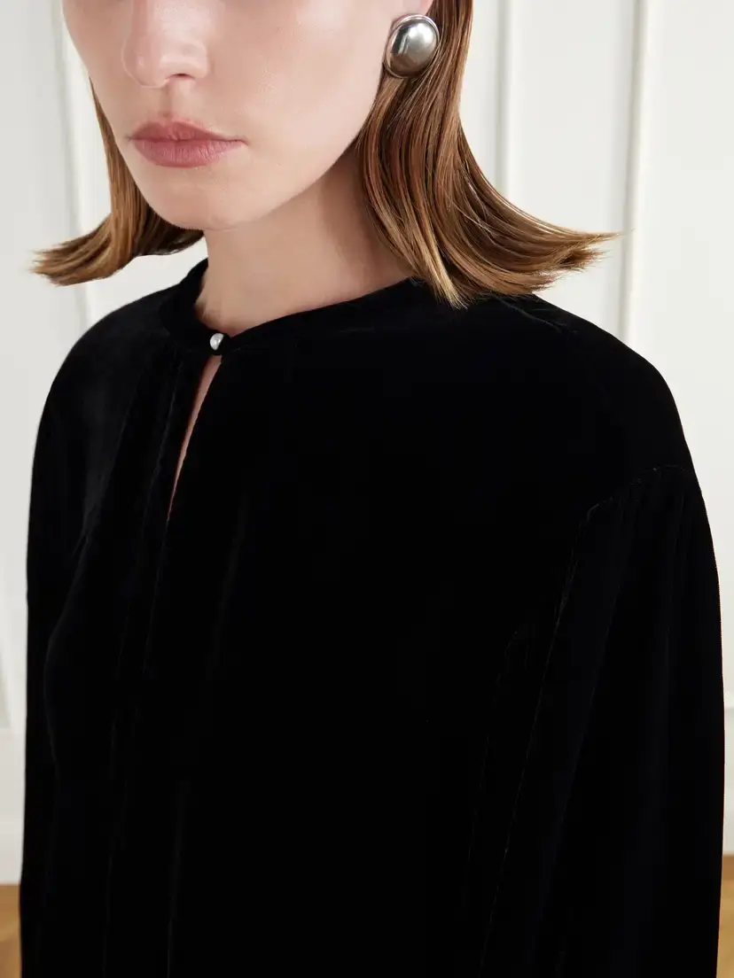 Maria McManus Draped Velvet Blouse | Thumbnail 4