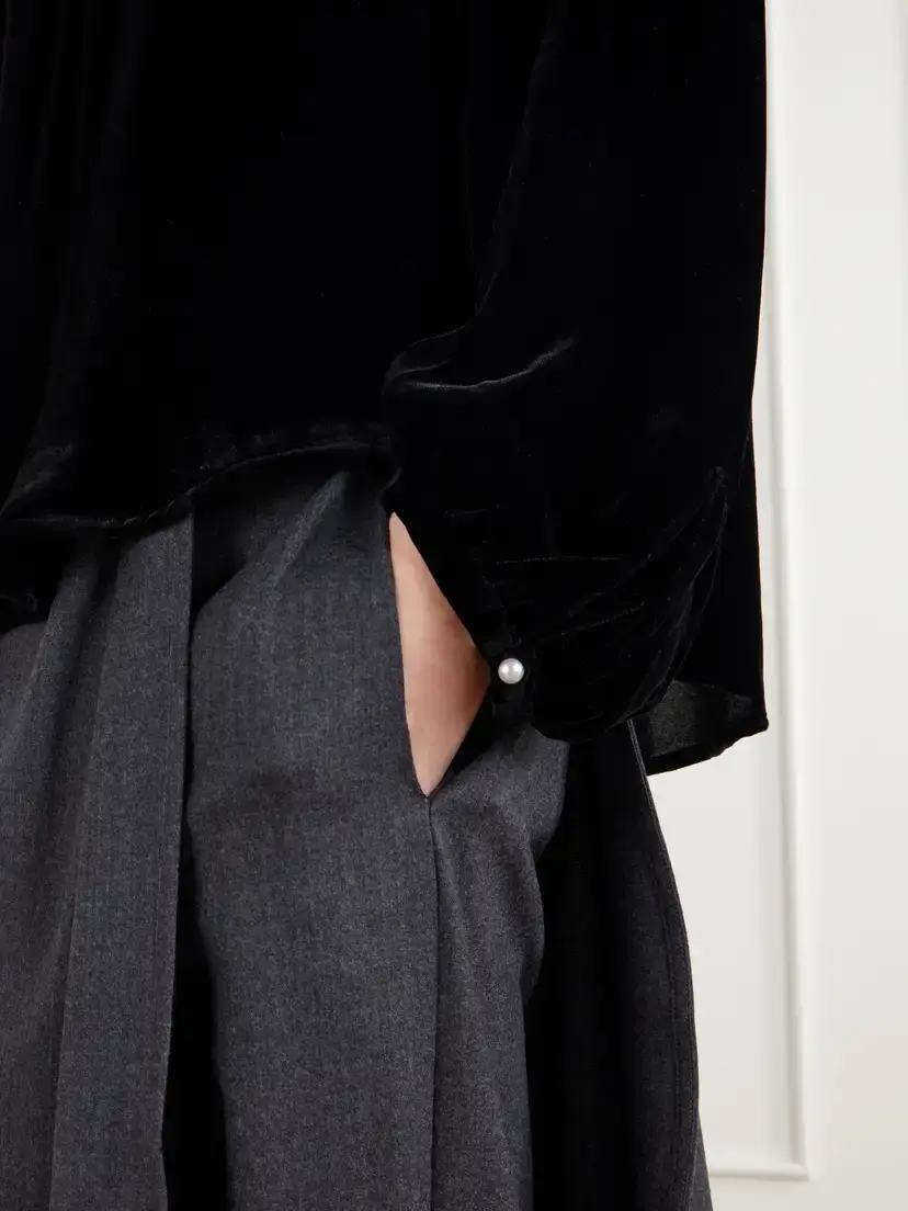 Maria McManus Draped Velvet Blouse | Thumbnail 5