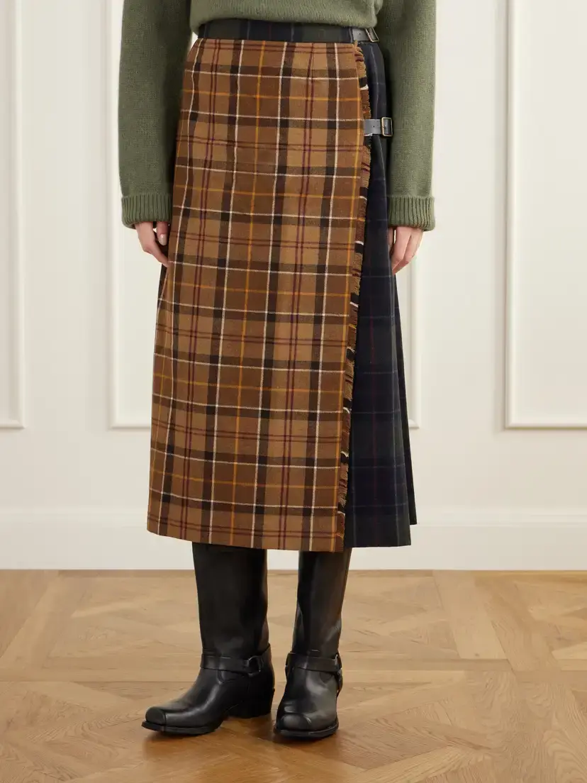 Barbour Hazelwood Two-tone Pleated Checked Flannel Midi Skirt | Thumbnail 3 Barbour Hazelwood Two-tone Pleated Checked Flannel Midi Skirt | Thumbnail 3