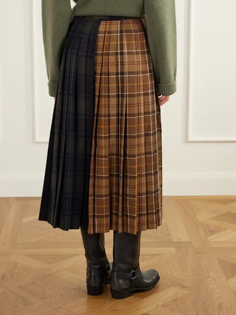 Barbour Hazelwood Two-tone Pleated Checked Flannel Midi Skirt | Thumbnail 4 Barbour Hazelwood Two-tone Pleated Checked Flannel Midi Skirt | Thumbnail 4