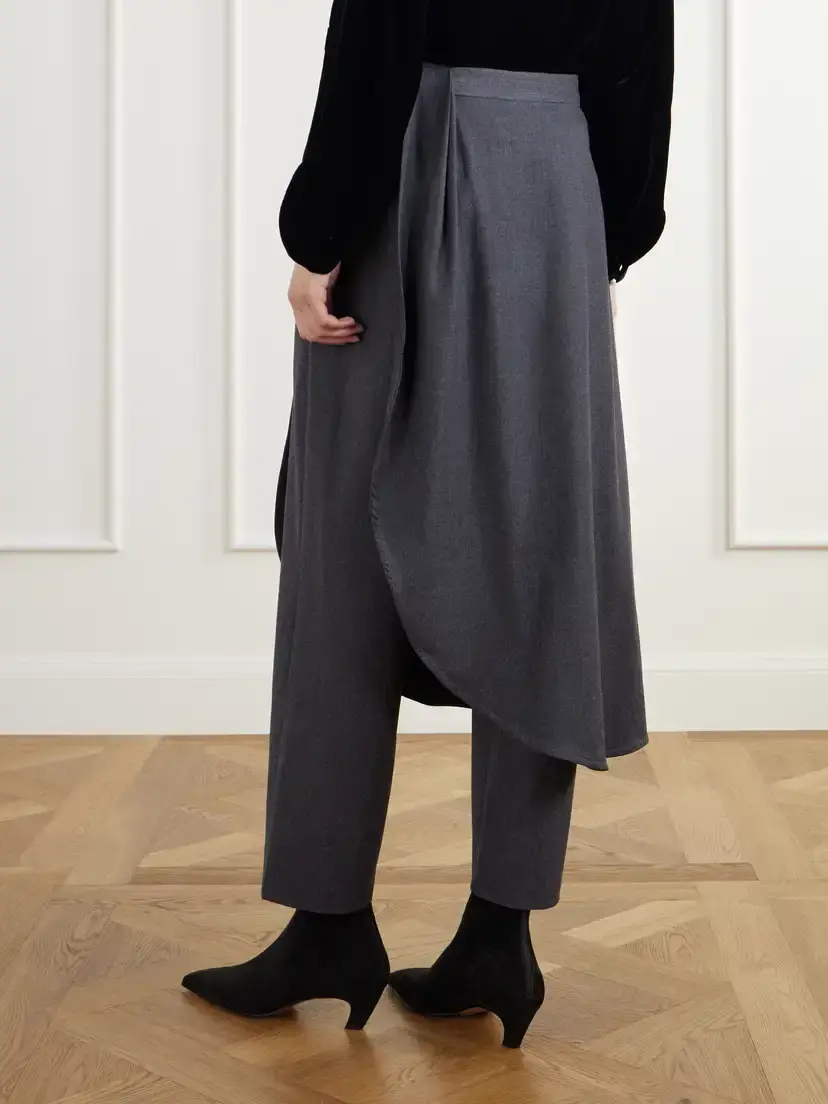Maria McManus Layered Wrap-effect Wool-blend Flannel Straight-leg Pants | Thumbnail 3