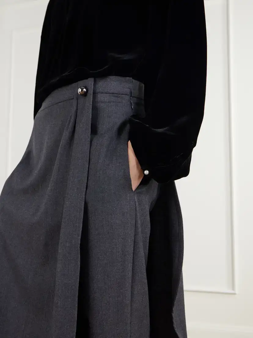 Maria McManus Layered Wrap-effect Wool-blend Flannel Straight-leg Pants | Thumbnail 4