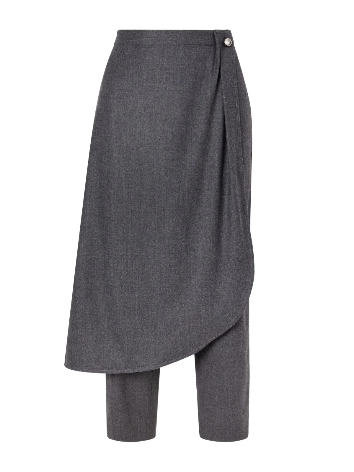 Maria McManus Layered Wrap-effect Wool-blend Flannel Straight-leg Pants