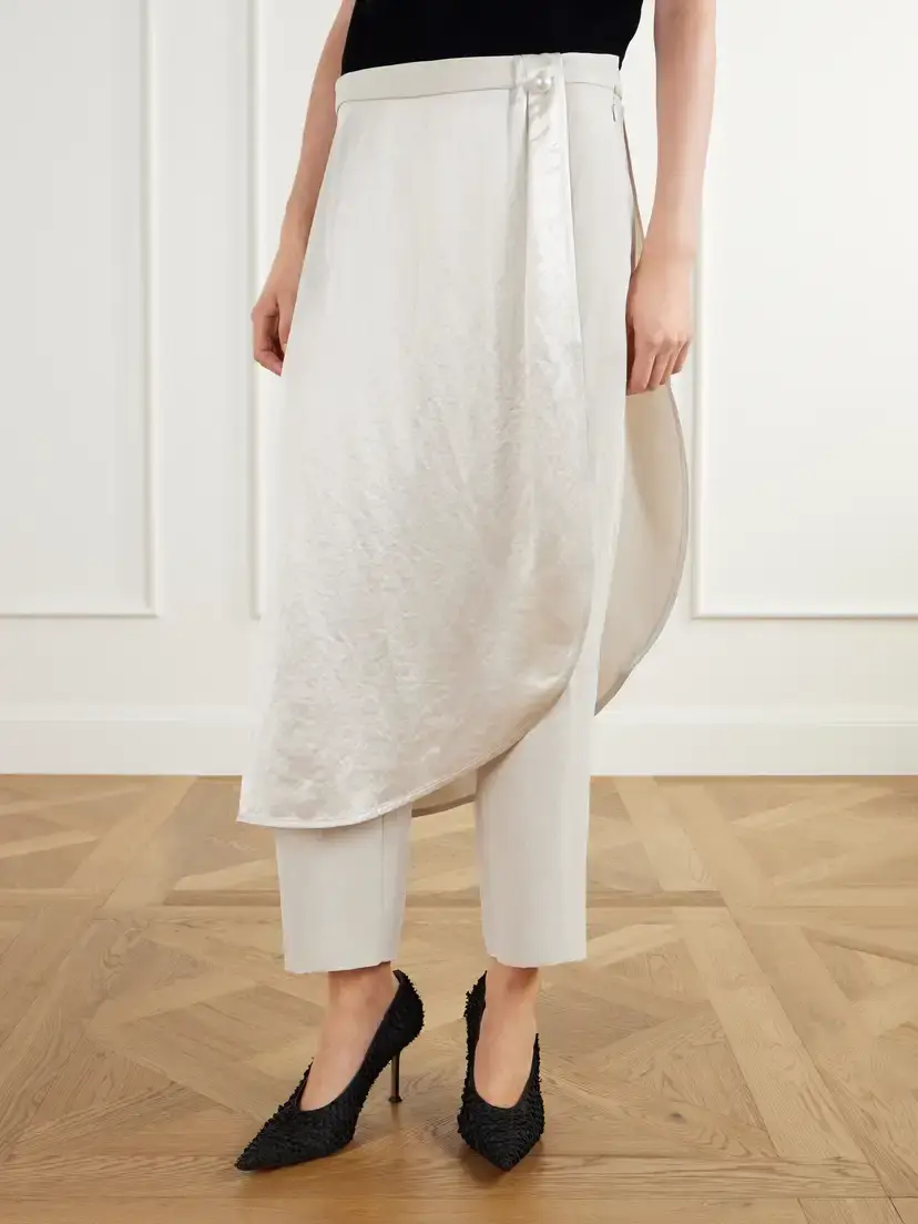 Maria McManus Layered Wrap-effect Satin Straight-leg Pants | Thumbnail 3