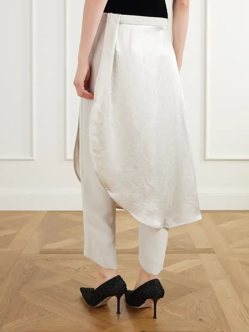 Maria McManus Layered Wrap-effect Satin Straight-leg Pants | Thumbnail 4