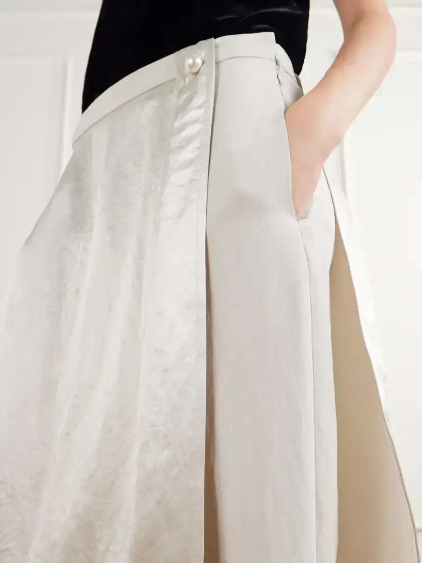 Maria McManus Layered Wrap-effect Satin Straight-leg Pants | Thumbnail 5