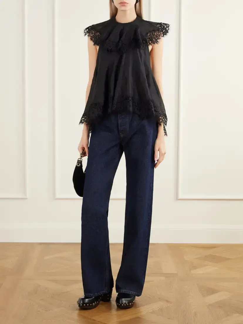Zimmermann Ascent Flutter Ruffled Cape-effect Lace-trimmed Linen And Silk-blend Voile Blouse | Thumbnail 2 Zimmermann Ascent Flutter Ruffled Cape-effect Lace-trimmed Linen And Silk-blend Voile Blouse | Thumbnail 2