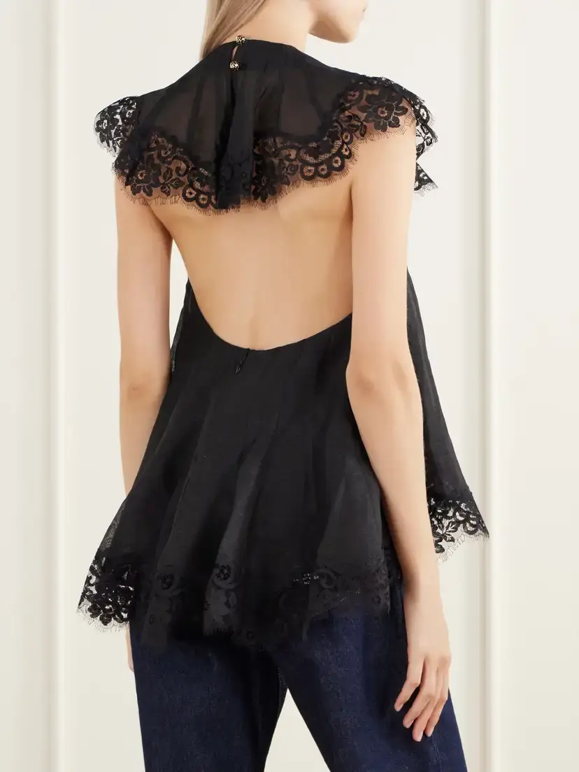 Zimmermann Ascent Flutter Ruffled Cape-effect Lace-trimmed Linen And Silk-blend Voile Blouse | Thumbnail 3 Zimmermann Ascent Flutter Ruffled Cape-effect Lace-trimmed Linen And Silk-blend Voile Blouse | Thumbnail 3