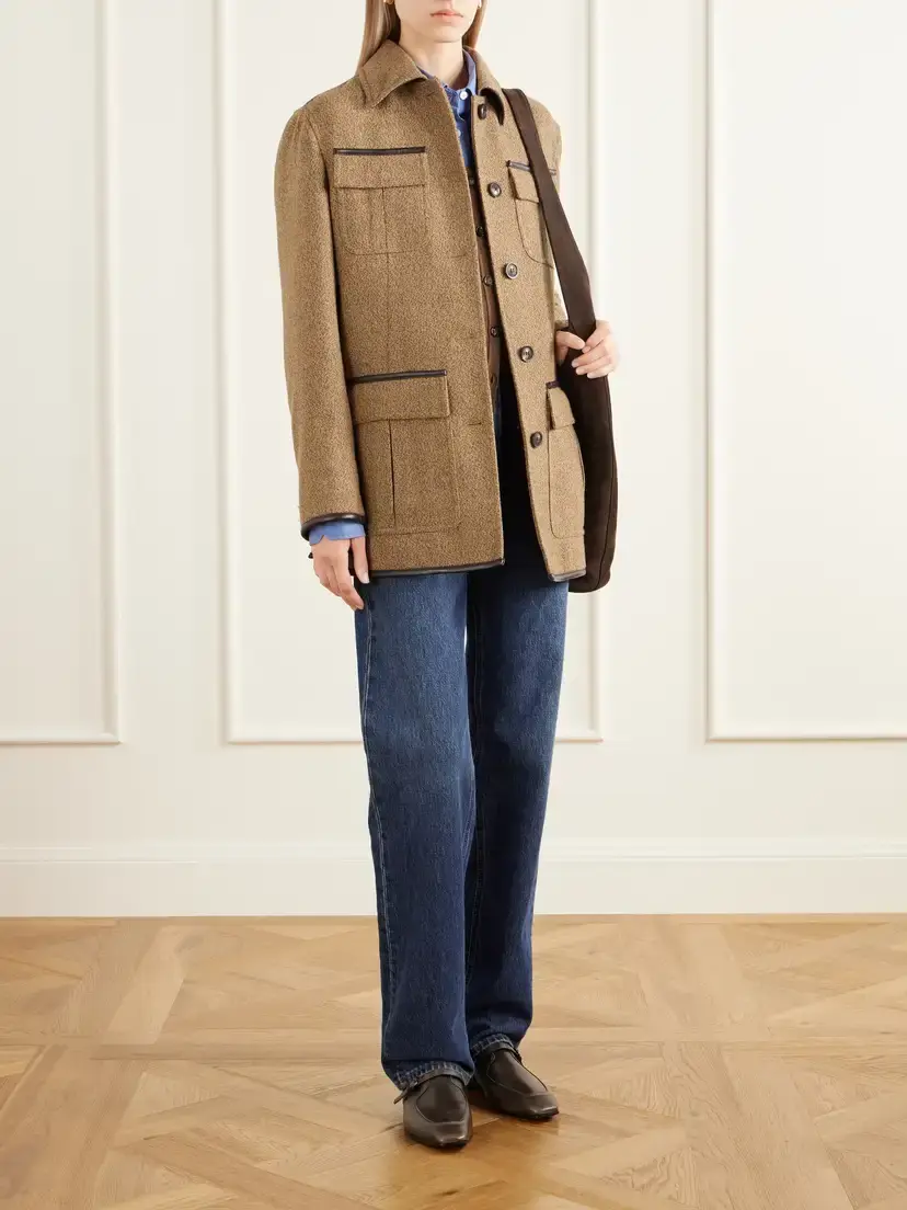 Purdey Grafton Leather-trimmed Wool And Camel Hair-blend Tweed Jacket | Thumbnail 2 Purdey Grafton Leather-trimmed Wool And Camel Hair-blend Tweed Jacket | Thumbnail 2
