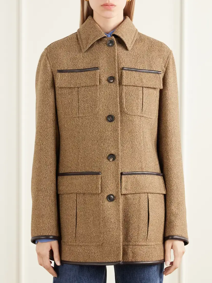 Purdey Grafton Leather-trimmed Wool And Camel Hair-blend Tweed Jacket | Thumbnail 3 Purdey Grafton Leather-trimmed Wool And Camel Hair-blend Tweed Jacket | Thumbnail 3
