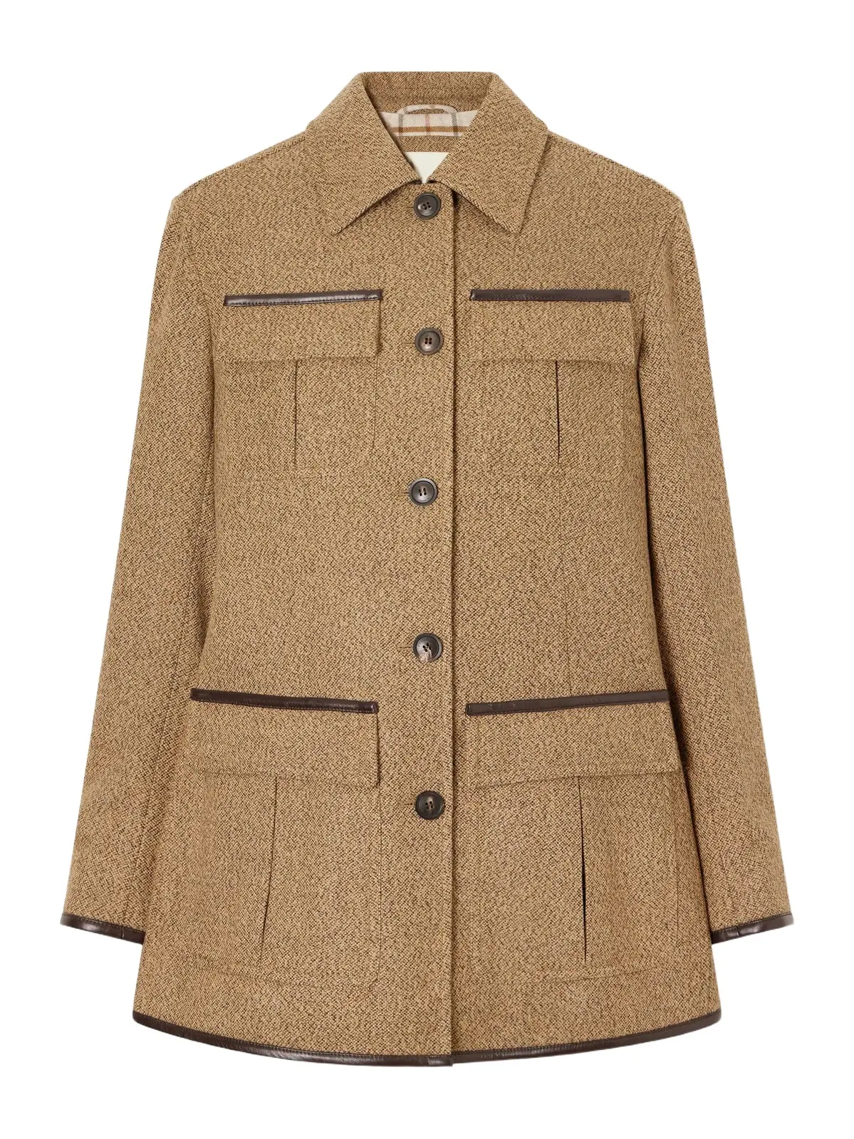 Purdey Grafton Leather-trimmed Wool And Camel Hair-blend Tweed Jacket