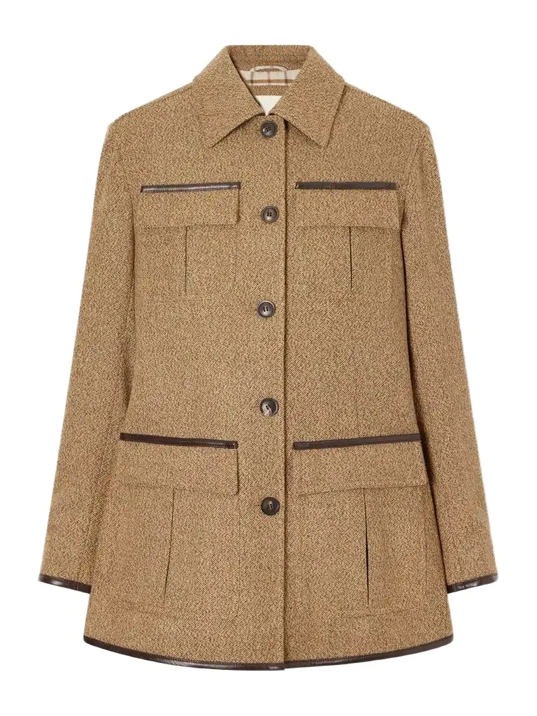 Purdey Grafton Leather-trimmed Wool And Camel Hair-blend Tweed Jacket