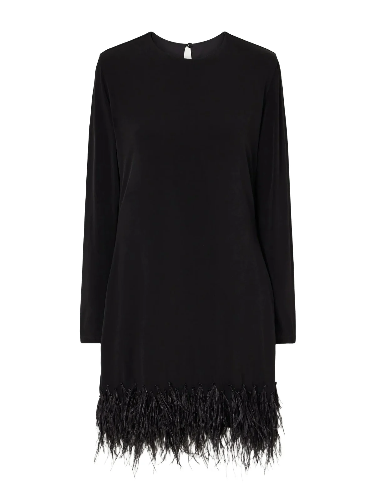 Heredada Bead-embellished Feather-trimmed Crepe Mini Dress Heredada Bead-embellished Feather-trimmed Crepe Mini Dress