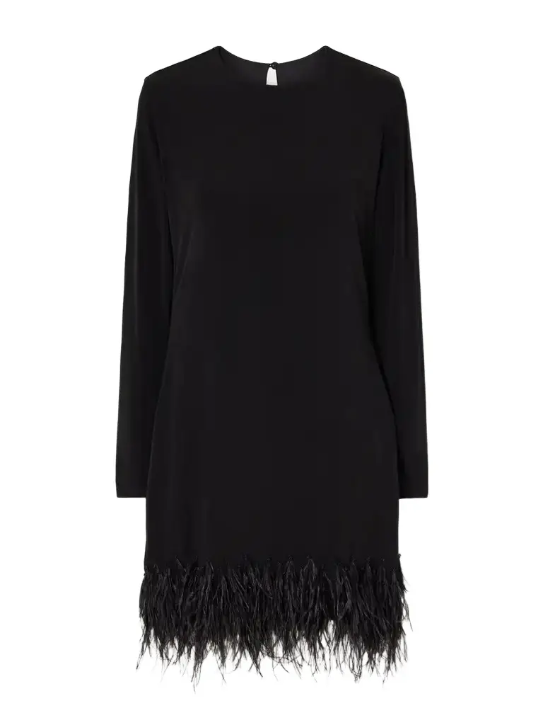 ANDRES OTALORA Heredada Bead-embellished Feather-trimmed Crepe Mini Dress