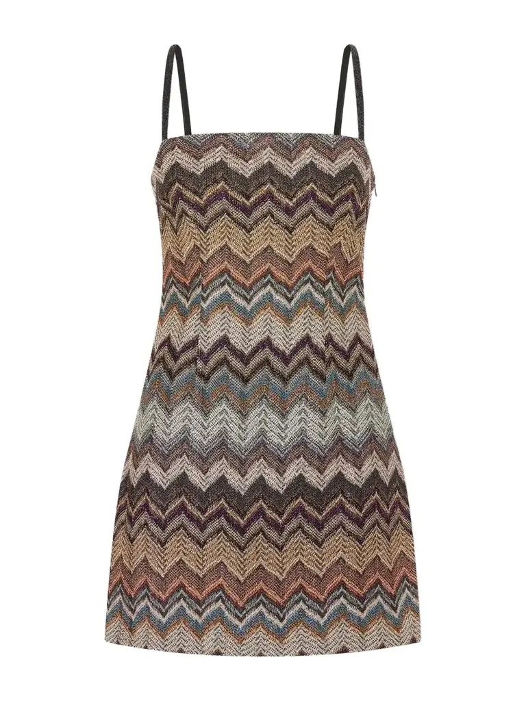 Missoni Striped Metallic Crochet-knit Mini Dress