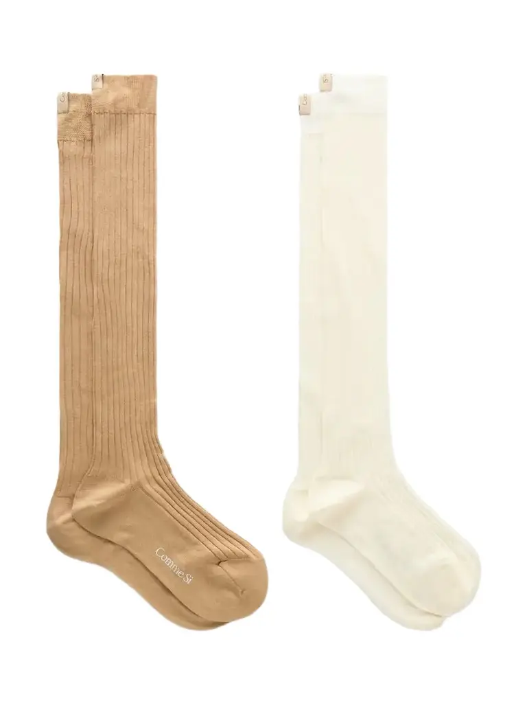 The Knee High Set Of Two Ribbed Merino Wool-blend Socks