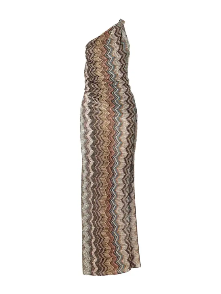 Missoni One-shoulder Metallic Crochet-knit Maxi Dress