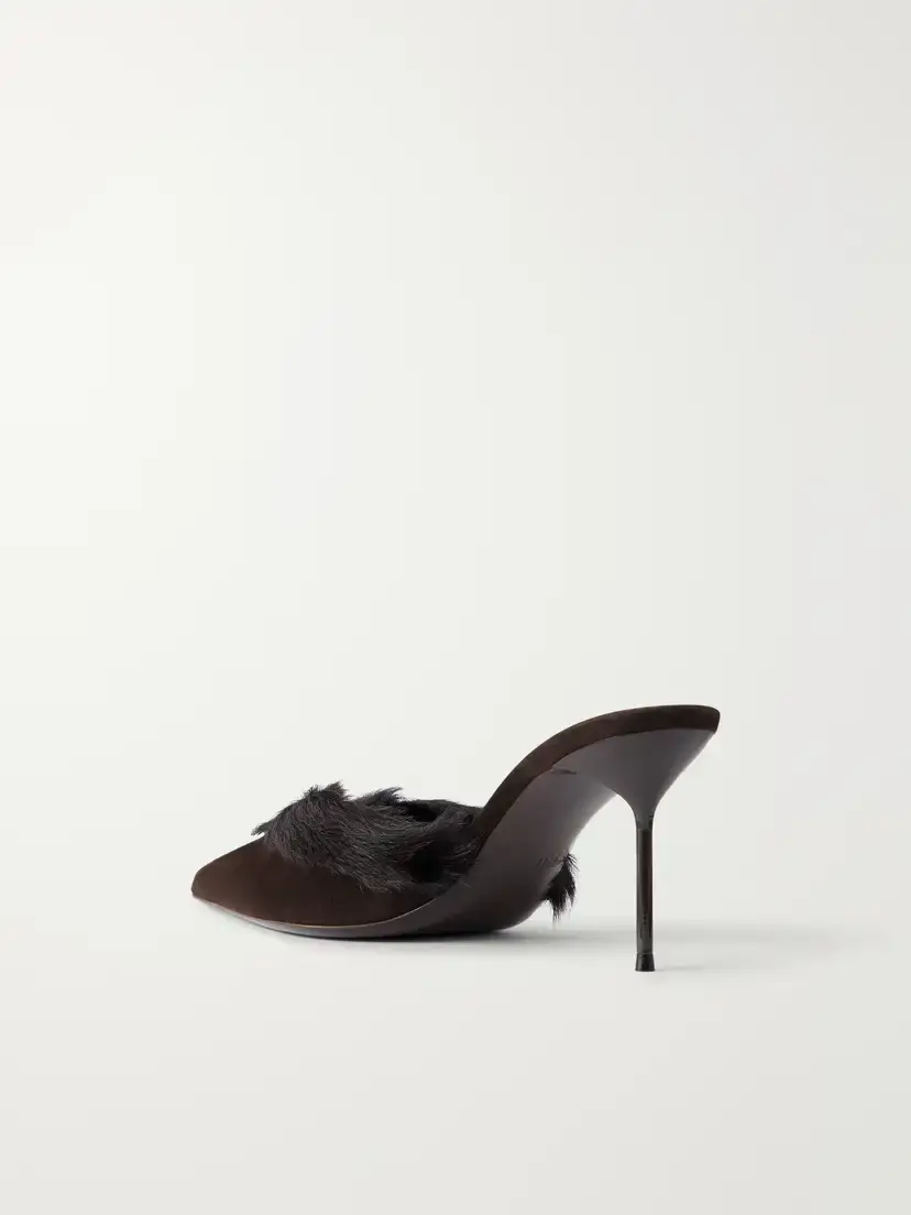 Paris Texas Lidia 70 Calf Hair-trimmed Suede Mules | Thumbnail 3 Paris Texas Lidia 70 Calf Hair-trimmed Suede Mules | Thumbnail 3