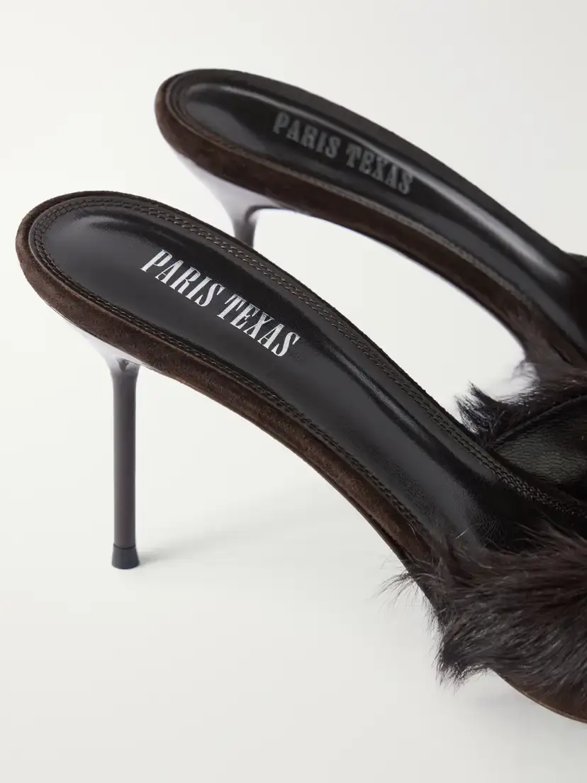 Paris Texas Lidia 70 Calf Hair-trimmed Suede Mules | Thumbnail 5 Paris Texas Lidia 70 Calf Hair-trimmed Suede Mules | Thumbnail 5