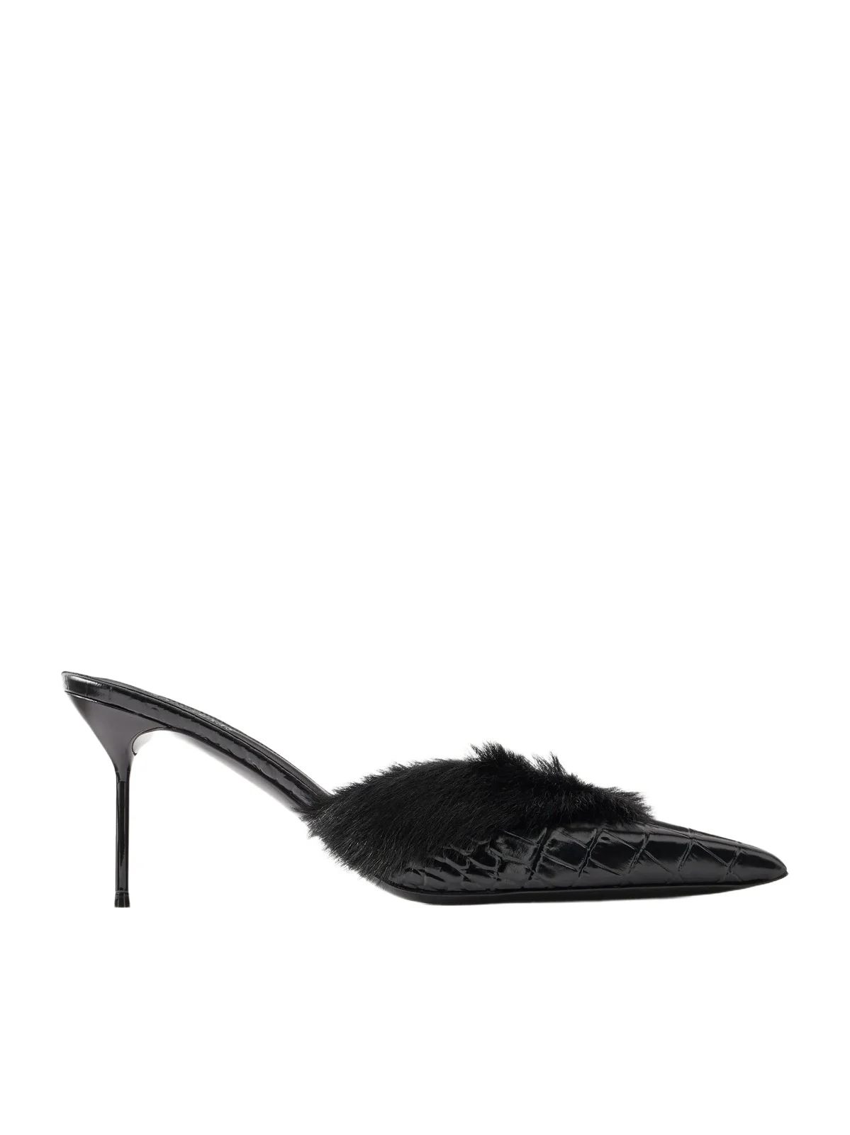 Paris Texas Lidia 70 Plush-trimmed Croc-effect Leather Pumps
