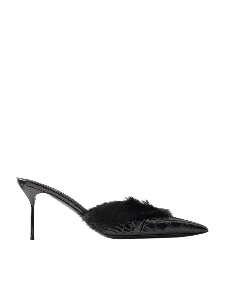 Lidia 70 Plush-trimmed Croc-effect Leather Pumps Lidia 70 Plush-trimmed Croc-effect Leather Pumps