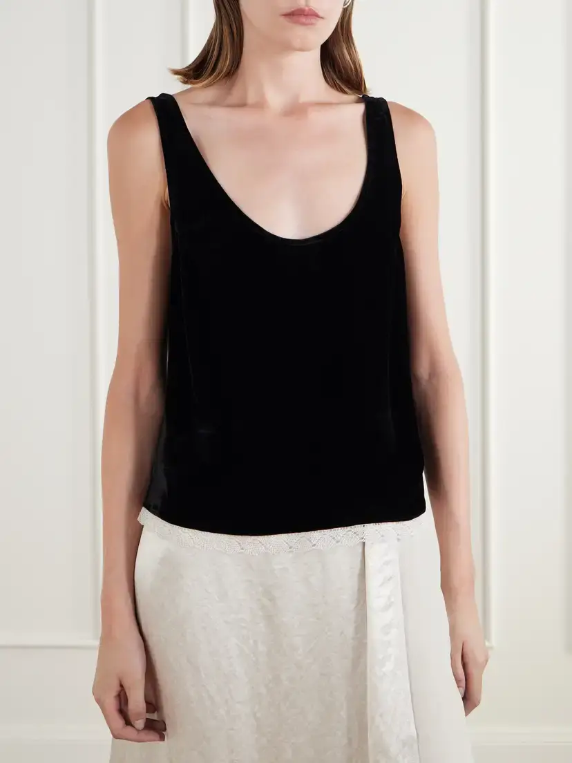 Maria McManus Lace-trimmed Velvet Cami | Thumbnail 3