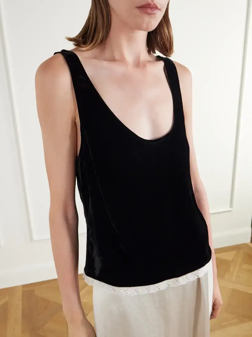 Maria McManus Lace-trimmed Velvet Cami | Thumbnail 5