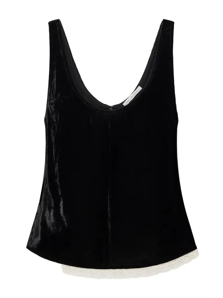 Maria McManus Lace-trimmed Velvet Cami
