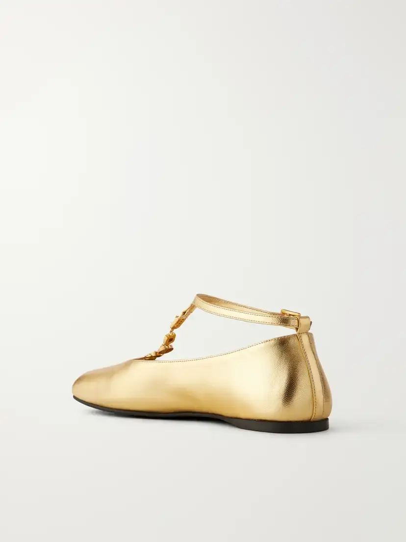 NODALETO Bulla Ruby Embellished Metallic Leather Ballet Flats | Thumbnail 3 NODALETO Bulla Ruby Embellished Metallic Leather Ballet Flats | Thumbnail 3