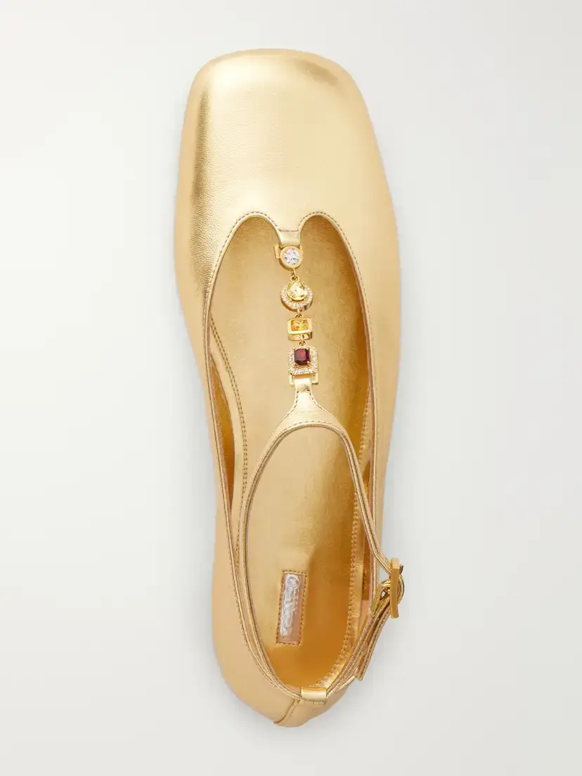 NODALETO Bulla Ruby Embellished Metallic Leather Ballet Flats | Thumbnail 6 NODALETO Bulla Ruby Embellished Metallic Leather Ballet Flats | Thumbnail 6