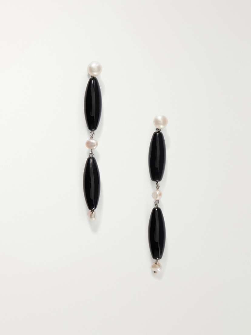 Nives Onyx, Mother-of-pearl Sterling Silver Earrings Nives Onyx, Mother-of-pearl Sterling Silver Earrings