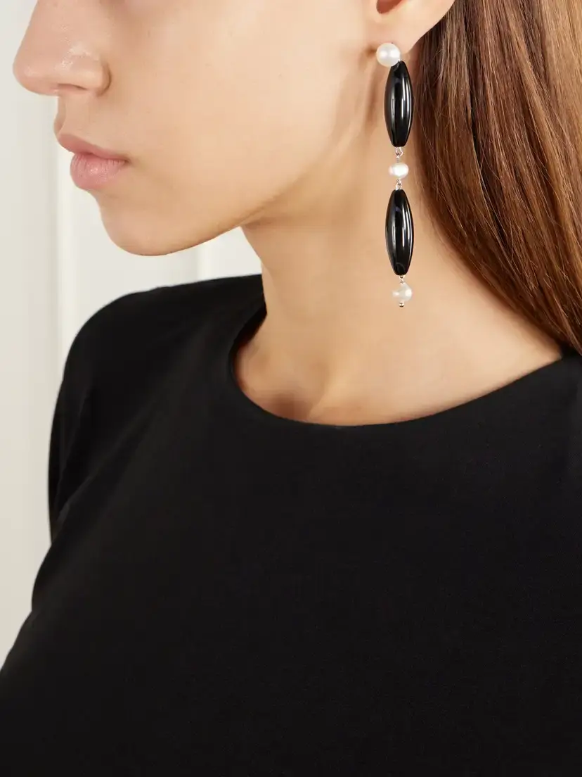 Le Sundial Nives Onyx, Mother-of-pearl Sterling Silver Earrings | Thumbnail 2