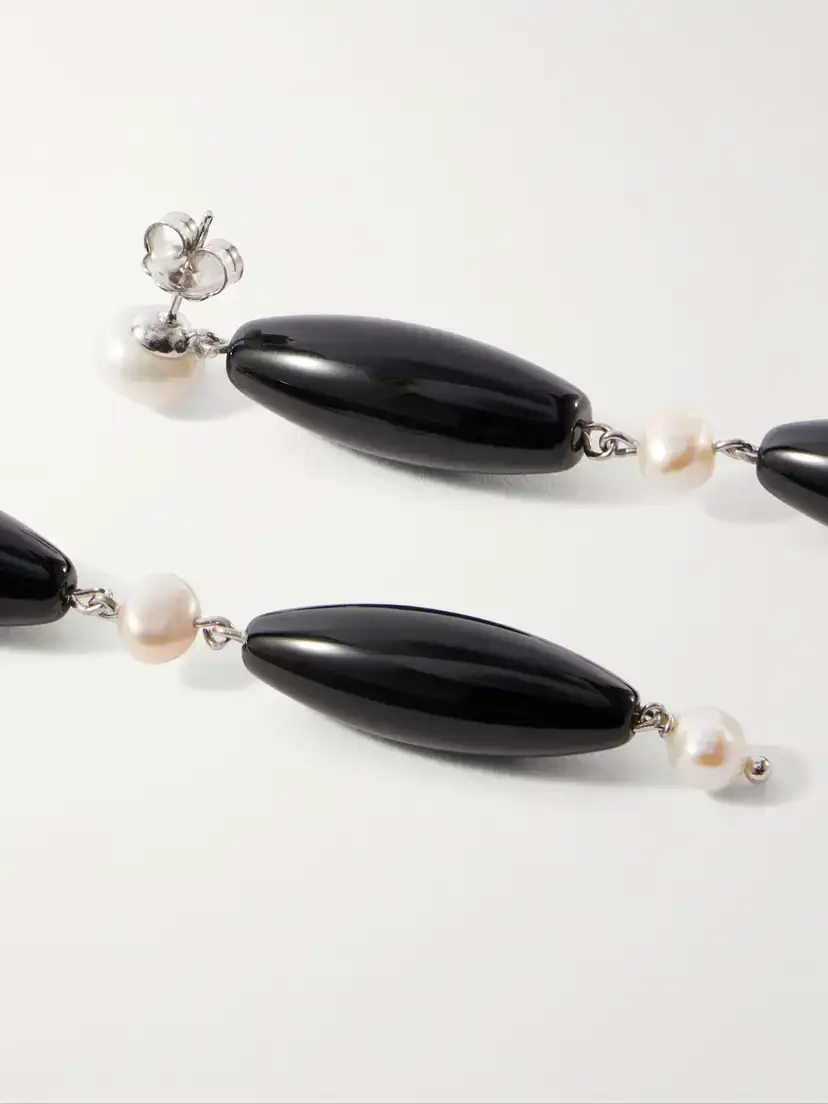 Le Sundial Nives Onyx, Mother-of-pearl Sterling Silver Earrings | Thumbnail 3
