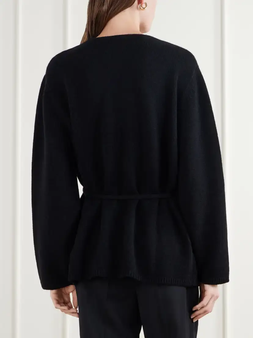 Almada Fez Belted Merino Wool And Cashmere-blend Cardigan - Black | Thumbnail 3 Almada Fez Belted Merino Wool And Cashmere-blend Cardigan - Black | Thumbnail 3
