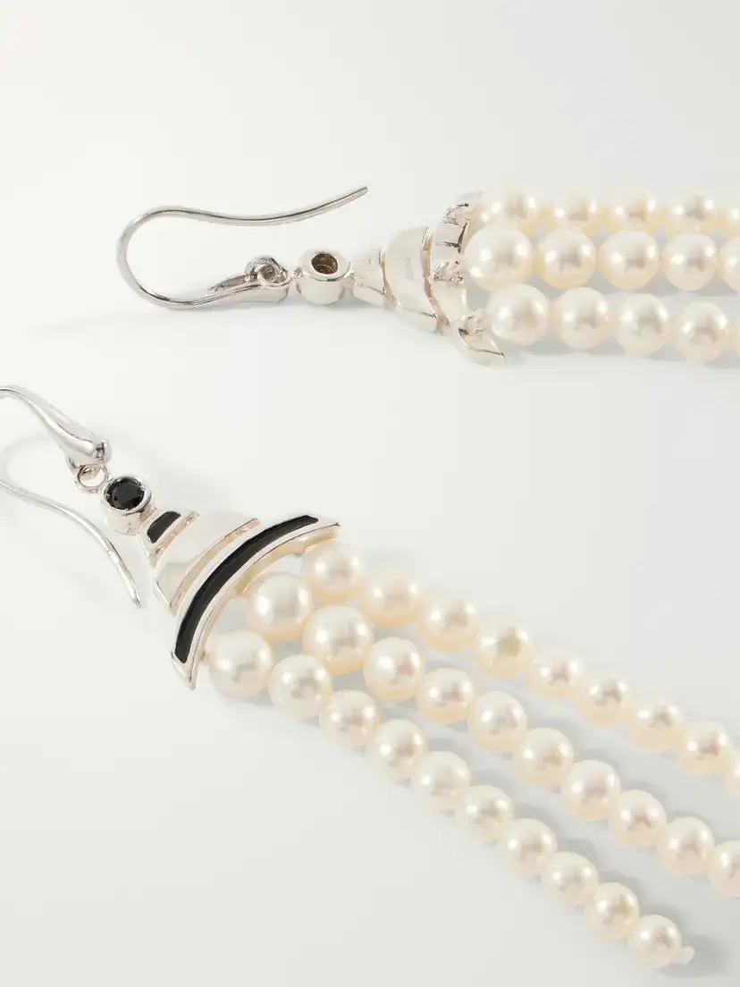 Le Sundial Vera Sterling Silver, Mother-of-pearl, Spinel And Enamel Earrings - White | Thumbnail 3 Le Sundial Vera Sterling Silver, Mother-of-pearl, Spinel And Enamel Earrings - White | Thumbnail 3