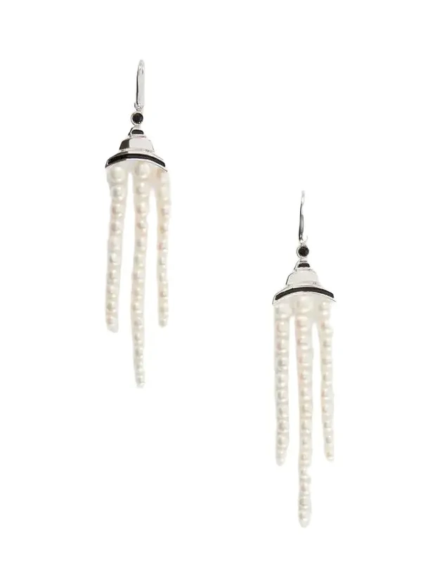 Vera Sterling Silver, Mother-of-pearl, Spinel And Enamel Earrings - White Vera Sterling Silver, Mother-of-pearl, Spinel And Enamel Earrings - White