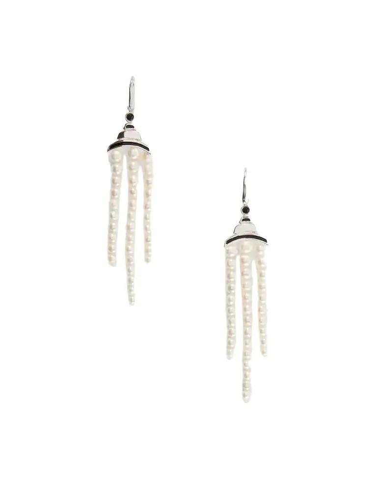 Le Sundial Vera Sterling Silver, Mother-of-pearl, Spinel And Enamel Earrings - White
