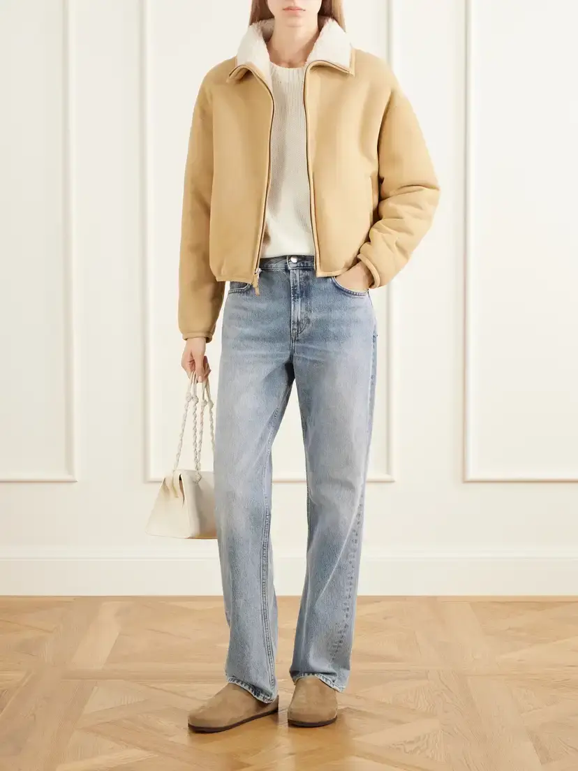 James Perse Cropped Shearling-trimmed Suede Jacket | Thumbnail 2