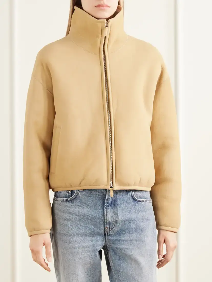 James Perse Cropped Shearling-trimmed Suede Jacket | Thumbnail 3