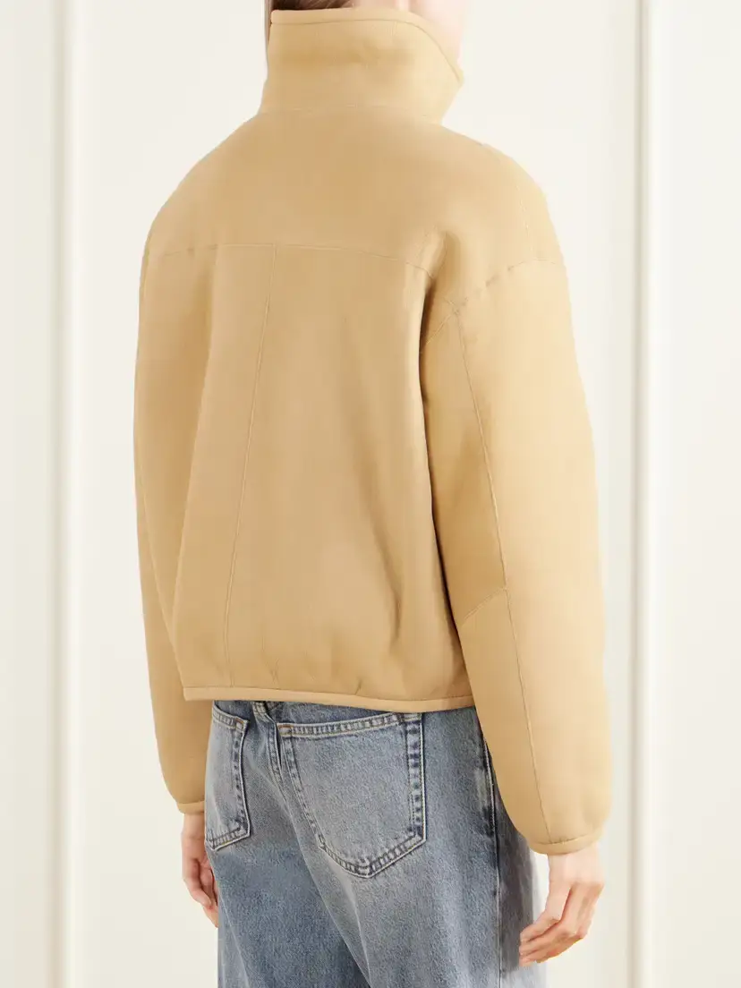 James Perse Cropped Shearling-trimmed Suede Jacket | Thumbnail 4