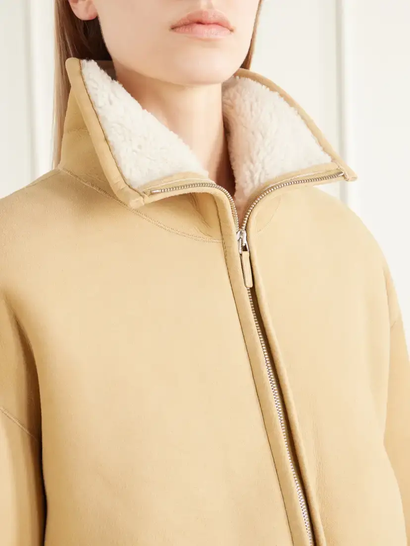 James Perse Cropped Shearling-trimmed Suede Jacket | Thumbnail 5