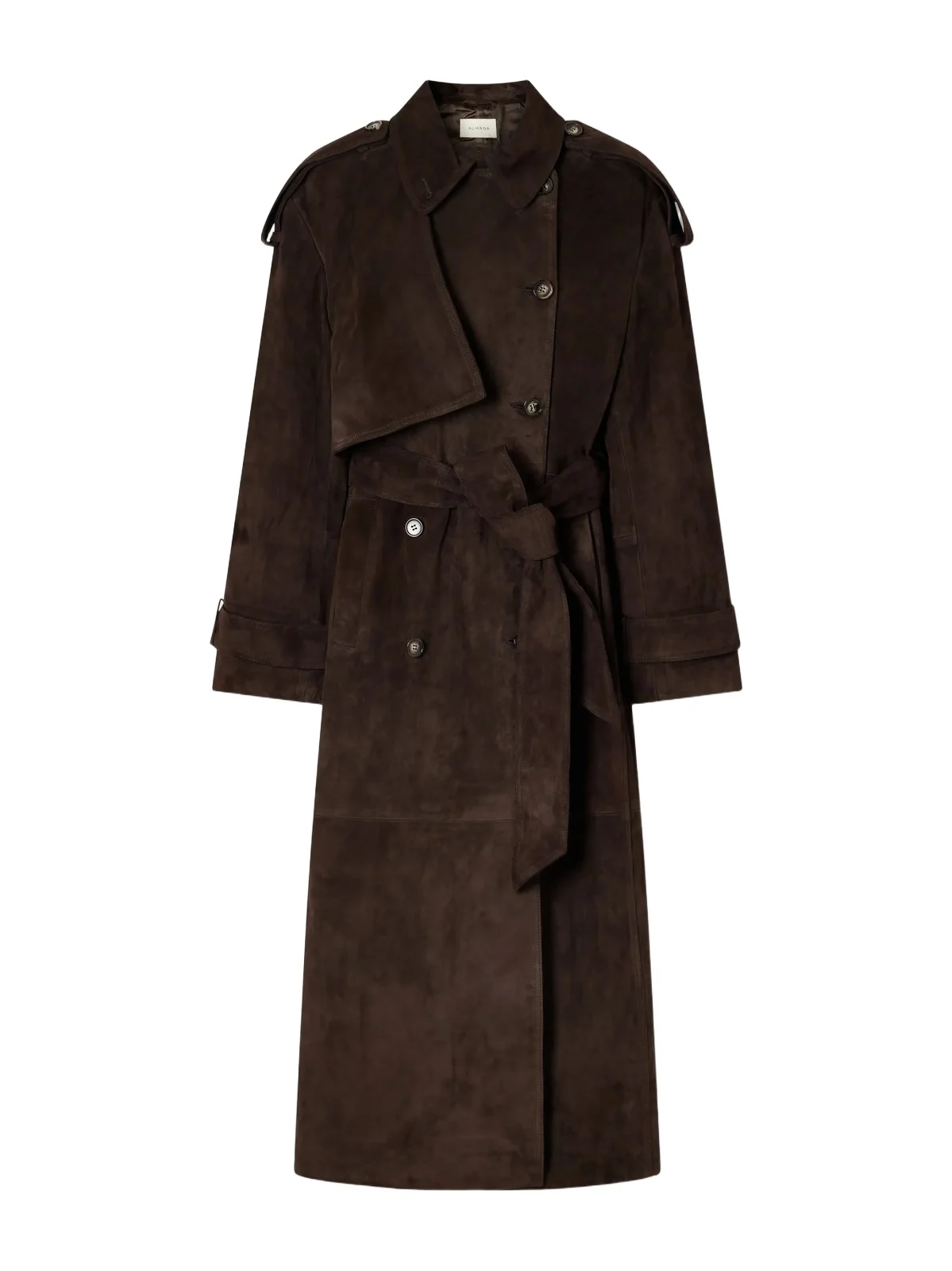 Almada Sienna Paneled Suede Trench Coat