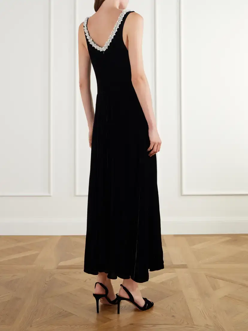 Maria McManus Bead-embellished Velvet Midi Dress | Thumbnail 3