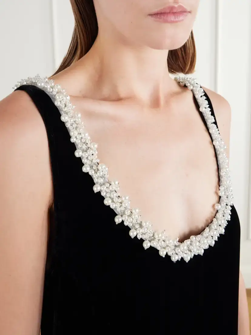 Maria McManus Bead-embellished Velvet Midi Dress | Thumbnail 4