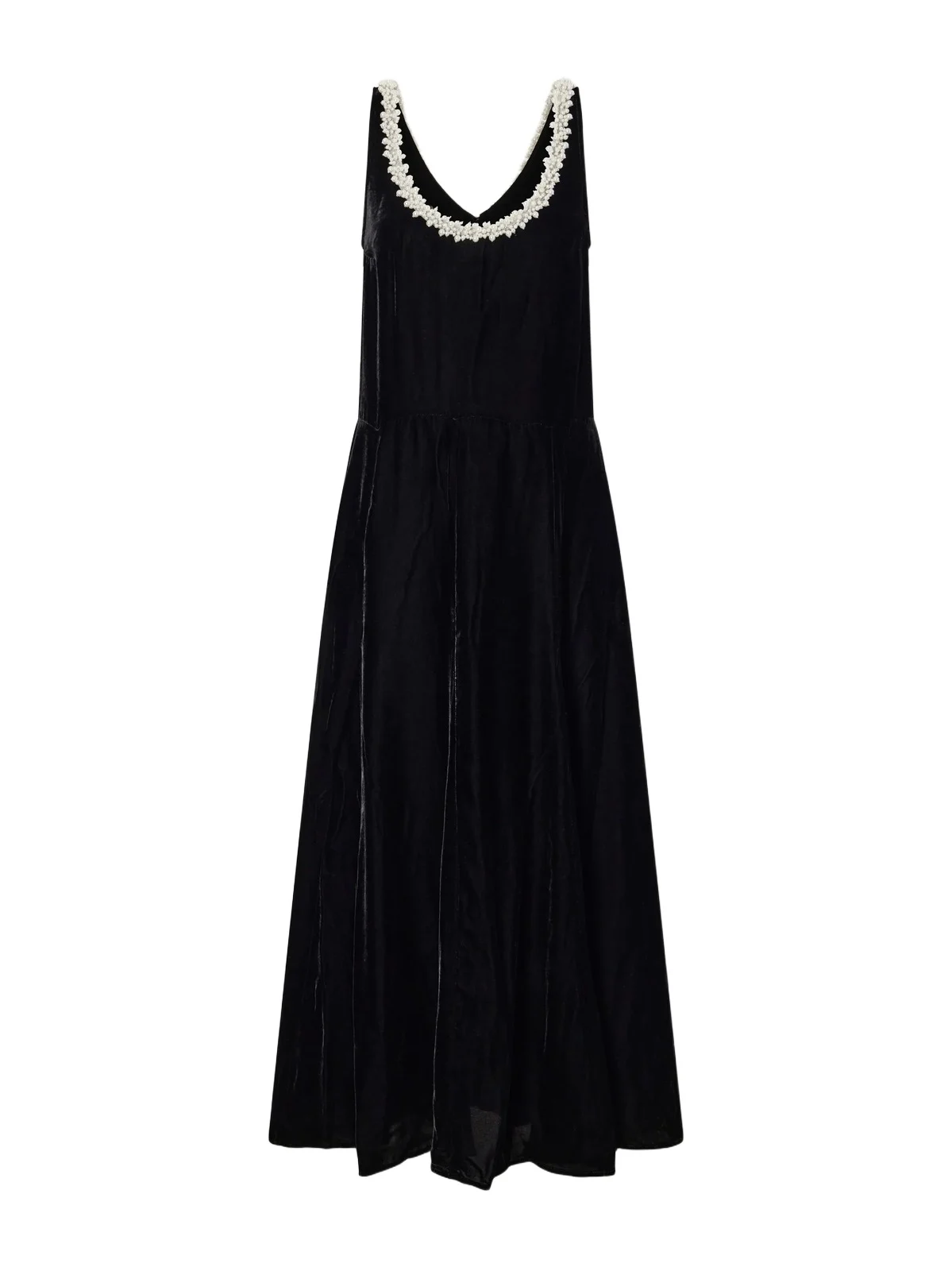 Maria McManus Bead-embellished Velvet Midi Dress