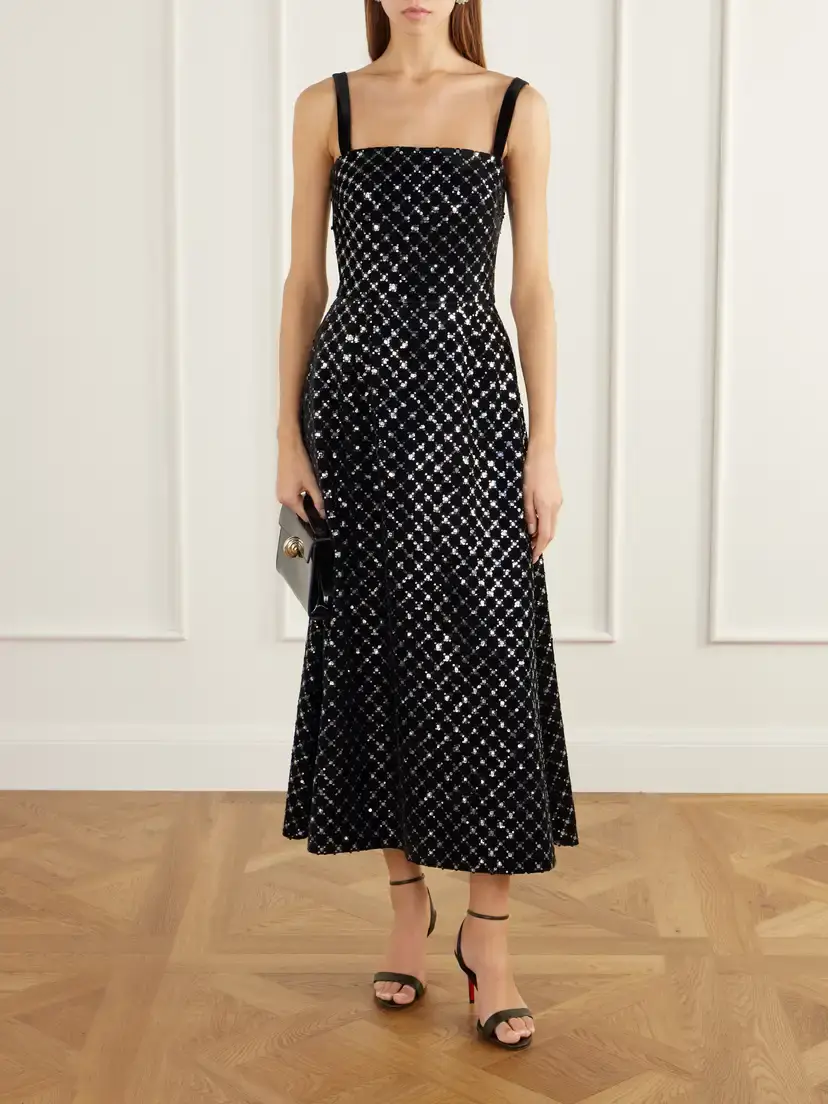 Elie Saab Sequin-embellished Velvet Midi Dress | Thumbnail 2 Elie Saab Sequin-embellished Velvet Midi Dress | Thumbnail 2