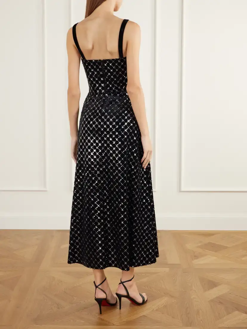 Elie Saab Sequin-embellished Velvet Midi Dress | Thumbnail 3 Elie Saab Sequin-embellished Velvet Midi Dress | Thumbnail 3