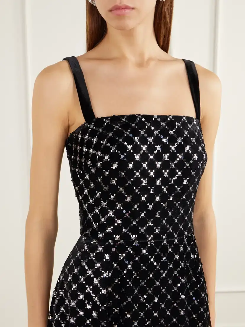 Elie Saab Sequin-embellished Velvet Midi Dress | Thumbnail 4 Elie Saab Sequin-embellished Velvet Midi Dress | Thumbnail 4