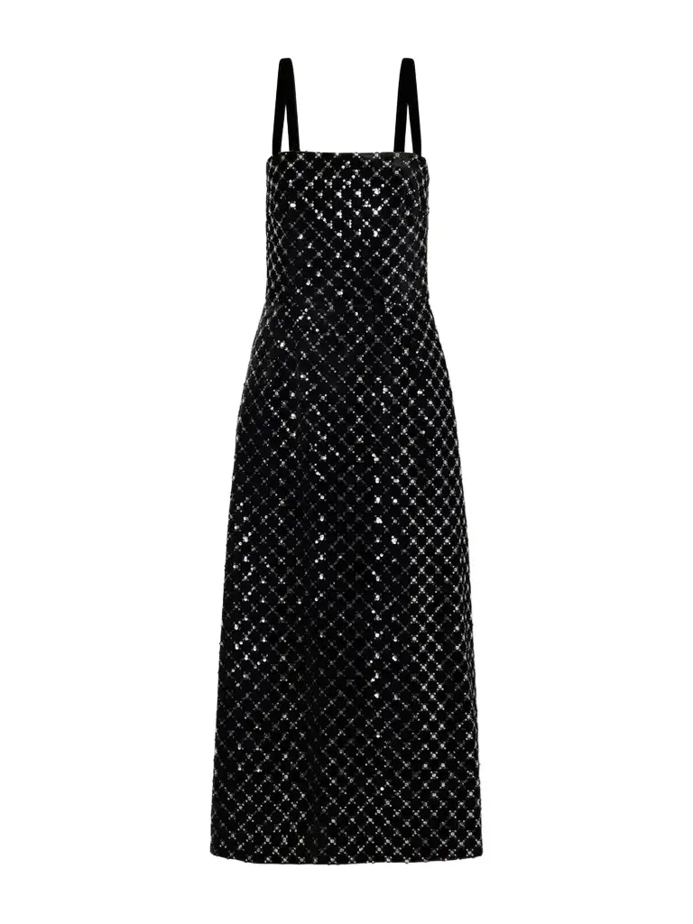 Sequin-embellished Velvet Midi Dress